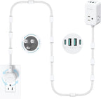 TROND Electrical Outlet Extender 360° Rotating Plug with 20W USB C, 10ft Extension Cord, Wall Plug Adapter with 3 AC Outlets, Access Hard-to-Reach Outlets Use Behind Couches, Desk, White