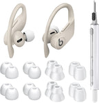 8 Pairs Ear Tips for Beats Powerbeats Pro/Beats Flex/Beats X with Cleaning Kit, Soft Silicone Fit in Case Replacement Tips for Beats Powerbeats Pro/Beats Flex/urBeats - White