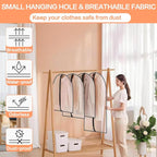 Clear Garment Bags for Hanging Clothes Travel (Set of 6) Suit Bags for Closet Storage Clothes Storage Bags Closet Cover for Open Closet with Zipper for Coats, Jackets, Shirts