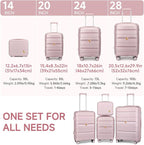 Somago Luggage Sets and Packing Cube Travel Set Lightweight Hardside Polypropylene Suitcases with Double Spinner Wheels and TSA Lock,Nude Pink