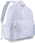 DYSHAYEN Gingham Kids Backpack,15 Inch School Backpack for Girls Boys,Kindergarten Large Bookbag Age 5-8 for Birthday Gifts School Overnight (Blue)