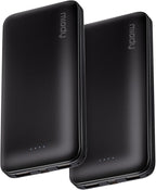 Miady 2-Pack Portable Charger, Slim 10000mAh Power Bank Travel Battery Pack 3 Outputs 2 Inputs Compatible with iPhone 17/16/15/14/13 Galaxy S24/22 iPad Android etc (2 Black)