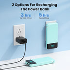 Portable Charger for iPhone with Built-in Cables and Wall Plug,Upgraded 13800mAh Fast Charging USB C Power Bank,4 Outputs Travel Essential Battery Pack for iPhone 17/16/15/14/13,Galaxy,Android-Green