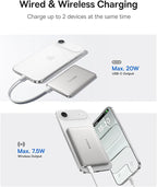 Baseus Picogo Power Bank, 0.3" Ultra Slim 5000mAh MagSafe Battery Pack, Upgraded CCC Certified and Polished Alloy Magnetic Portable Charger, Wireless Charger for iPhone 17/16/15/14/13/12