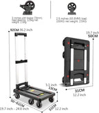 Foldable Push Hand Cart Folding Platform Truck Plastic Push Cart Heavy Duty Portable Trolley with Retractable Assis for Luggage Travel Moving Office Dolly Cart (Color : L
