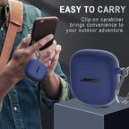 Silicone Case for Bose QuietComfort Earbuds II (2022) & QuietComfort Ultra (2023), Shockproof Protective Cover With Keychain for Men Women (Blue)