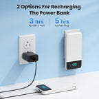 Portable Charger for iPhone with Built-in Cables and Wall Plug,Upgraded 13800mAh Fast Charging USB C Power Bank,4 Outputs Slim Travel Essential Battery Pack for iPhone 17/16/15/14/13,Galaxy,-White