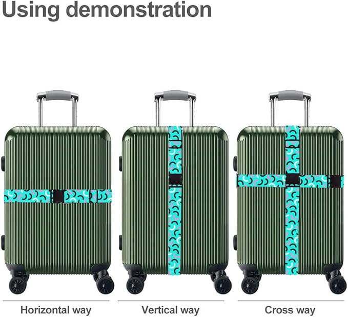 Luggage Straps for Suitcases TSA Approved Easy Pack Organized Suitcase Strap, Luggage Strap, Luggage Belt Strap, Bag Straps for Luggage. Buckle Straps Travel Accessories (Turqoise)