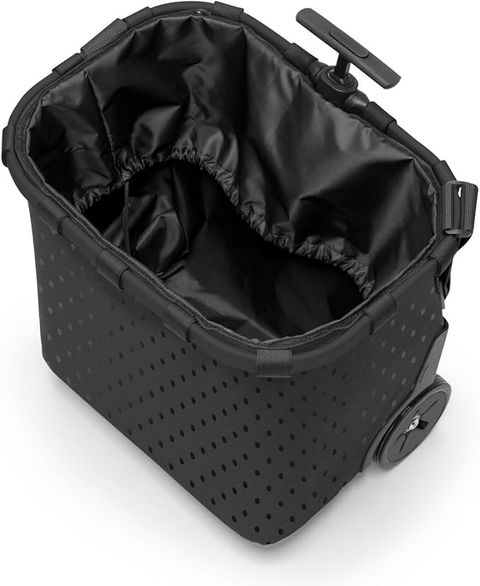 reisenthel carrycruiser glossy dots black - Portable shopping trolley with sturdy aluminum frame, shoulder strap and removable mesh inner bag -water-repellent