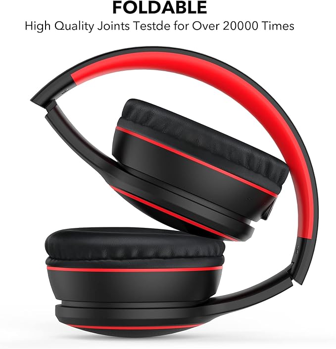 B10 Bluetooth Headphones Over Ear, 2 EQ Music Modes(Normal/Bass) and 50H Playtime Wireless Headphones with Mic, Lightweight Folding HiFi Stereo Headset for iPad/Travel/Tablet/PC/Home (Black)