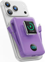APHUWJ Magnetic Portable Charger Power Bank,Compact 10800mAh LCD Display Wireless Portable Charger,PD USB-C in&Out Battery Pack Compatible with Magsafe,iPhone 17/17 Pro Max/16/15/14 Series (Purple)