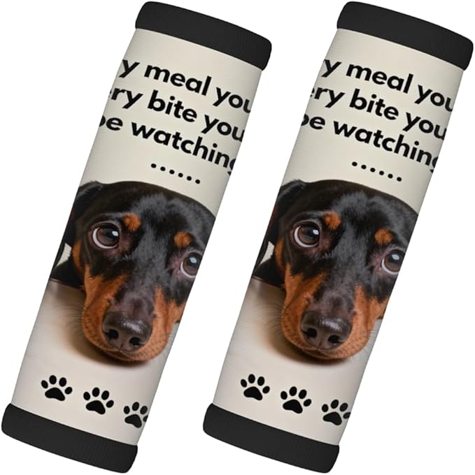2 Pack Luggage Handle Wrap with Travel Tags - Non-Slip Protective Cover Soft Handle Grips Covers for Suitcase(Dogs Watching You)