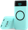 Wireless Portable Charger 40800mAh for iPhone with 3 Built-in Cables,7-in-1 15W Wireless Charging USB C Power Bank,25W PD Fast Charging Travel Essential Battery Pack for iPhone 17/16/15,Android-Green