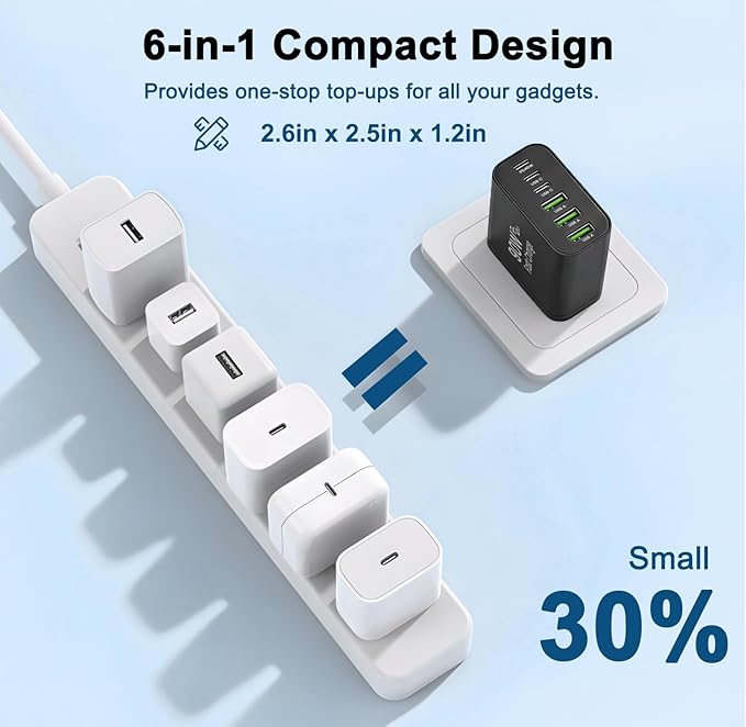 90W GaN USB C Charger Block [3 Pack],6-Port USB C Wall Charger Fast Charging 45W PD Power Adapter for MacBook Air/iPad Pro/iPhone 17Pro Max/Samsung Galaxy S24 Ultra/Tabs for Home Travel