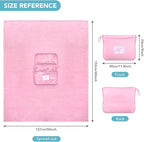 SINLAND Travel Pillow and Blanket 2-in-1 Set,Airplane Packable Bag,Soft and Lightweight Plane Flight Car Trips Travel Essentials Gift,Hand Luggage Sleeve and Backpack Clip,60x50 Inch Pink