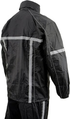 Milwaukee Leather MPM9510 Men's Black Water-Resistant Motorcycle Rain Suit with Hi Vis Reflective Tape