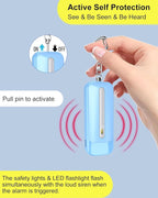 Personal Alarm for Women, Rechargeable with Safety Lights & Low Battery Notice, 130dB Siren with LED Flashlight Strobe Light for Emergency, Dual Light Sources Safety Keychain