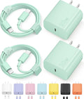 iPhone 17 16 15 Charger Fast Charging Type C Chargers USB C Charger Block iPhone Air Chargers with 2 Pack 6FT Cable for iPhone 17/17 Plus/17 Pro Max/16/16 Plus/16 Pro Max/15 Pro Max/iPad Pro(Green)
