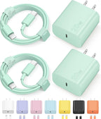 iPhone 17 16 15 Charger Fast Charging Type C Chargers USB C Charger Block iPhone Air Chargers with 2 Pack 6FT Cable for iPhone 17/17 Plus/17 Pro Max/16/16 Plus/16 Pro Max/15 Pro Max/iPad Pro(Green)