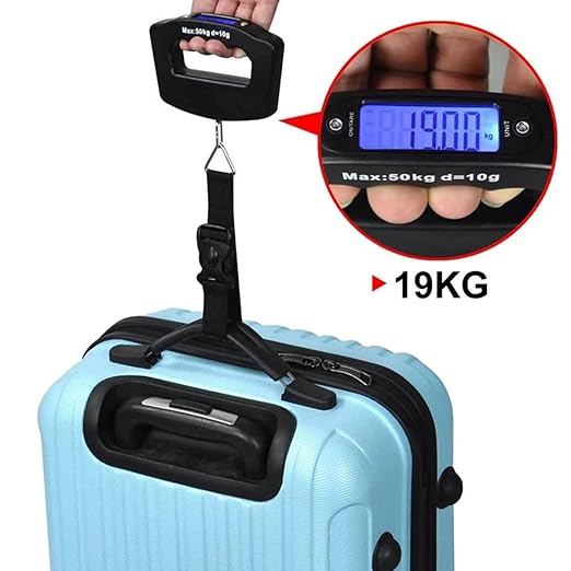 Digital Luggage Scales, 50kg/110lb Electronic Hanging Scales, Portable Digital Luggage Scale with Backlight Display, Handheld Style Suitcase Scales with Hook for Travel & Home Use