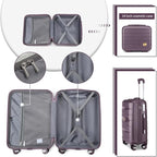 Somago Luggage Sets and Packing Cube Travel Set Lightweight Hardside Polypropylene Suitcases with Double Spinner Wheels and TSA Lock,Elegant Purple