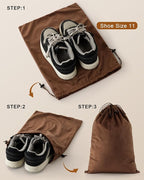 FantasyLife Shoe Bags for Travel, Washable Dust Bags for Storage & Packing, Flannel Shoe Pouch with Drawstring Closure for Purses, Handbags, Shoes & Toys (4, Mocha Mousse, 17.3"x12.6")