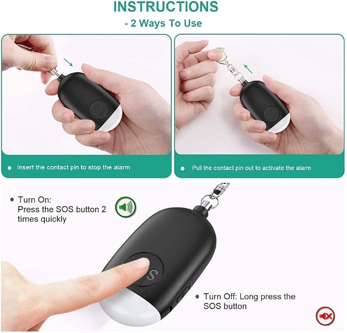 Safesound Personal Alarm Siren Song 1-Pack - 130dB Self Defense Alarm Keychain with Emergency LED Flashlight - Security Personal Protection Devices for Women Girls Kids and Elderly （Black）