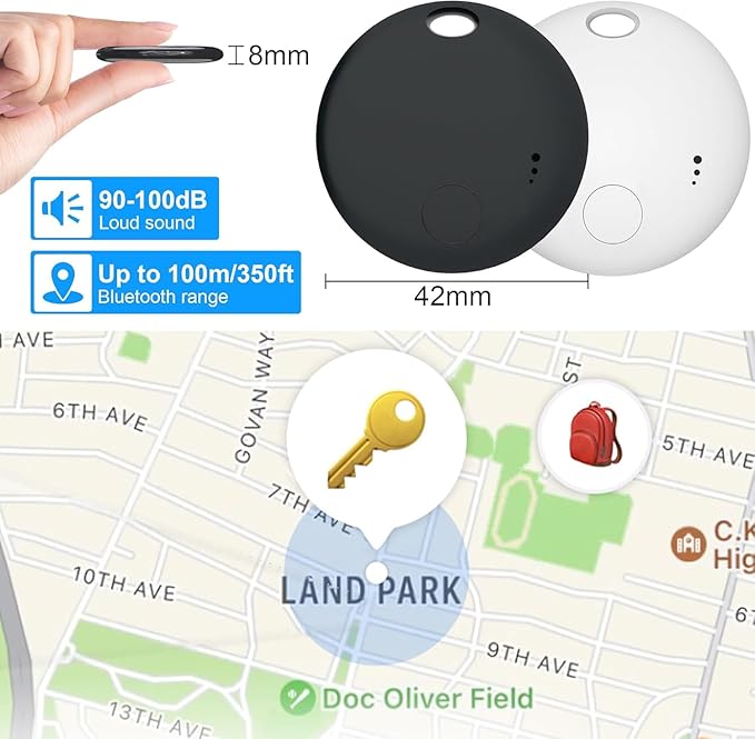 Tracker Tag 4 Packs Bluetooth Tracker, Smart Tag Locator Tracking Device, Keys Finder and Item Locator,Air Tracker Item Finders with Find My(iOS Only) Track Your Keys (White and Black, 4 Pack)