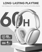 Wentronic Y02 Active Noise Cancelling Headphones, Wireless Over-Ear Bluetooth 5.4 Headphones, Multiple Modes, 60H Playtime, Hi-Res Audio, Big Bass, Foldable Lightweight for Travel Home Office, Silver