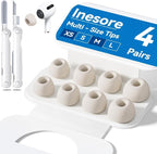 4 Pairs Replacement Ear Tips for AirPods Pro 2nd/1st Generation with Portable Storage Box & Cleaner Pen,Noise Reduction Holewith & Built-in dust Guard Screen,Silicone EarTips(Stone)