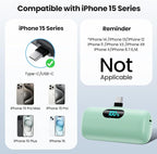 Mini Portable Charger USB C Power Bank,Upgraded 5000mAh PD Fast Charging Battery Pack Built-in USB-C Connector Travel Essential for iPhone17/17Pro/17Pro Max/Air/16 Plus/16Pro Max/15 Series,Android etc