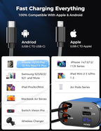 SUPERONE 【Upgraded】 Retractable Car Charger 4 in 1, Fast Car Phone Charger with Cord 2.6ft, USB C and Apple Car Charger Adapter, Compatible with iPhone 17/16/15/15 Pro Max/14/13/12/11, Galaxy, Pixel