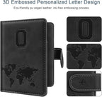 Passport Holder Wallet Cover Personalized Letter A-Z Travel Wallet RFID Blocking Passport Cover Wallet Case for Travel Passport Book Holders for Women and Men, Black-O