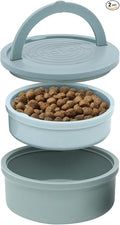 KindTail Dog Travel Bowls - Set of 2 Portable Pet Food & Water Dishes with Lid & Handle - Each Nesting Container Includes a Non-Slip Silicone Base - Microwave & Dishwasher Safe - BPA & Toxin-Free