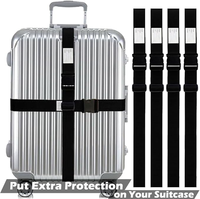 Ultra Long Heavy Duty Luggage Straps for Suitcases/Uprights/Duffels/Bags, 79" Adjustable Travel Packing Belts for Cargo Safety, Sturdy Baggage Strap Belts Multi-Pack