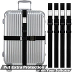 Ultra Long Heavy Duty Luggage Straps for Suitcases/Uprights/Duffels/Bags, 79" Adjustable Travel Packing Belts for Cargo Safety, Sturdy Baggage Strap Belts Multi-Pack