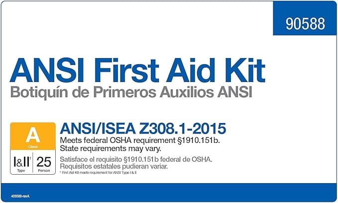 First Aid Only 90562 ANSI A 2015 and OSHA Compliant First Aid Kit, 25-Person Emergency First Aid Kit for Business, Home, Car, and Construction Sites, 89 Pieces