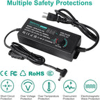 120W Universal Power Supply Adjustable DC 3V ~ 24V Variable Switching AC/DC Adapter 100V-240V AC to DC 24V 5A Converter with 14 Tips & Polarity Converter - 5000mA Max
