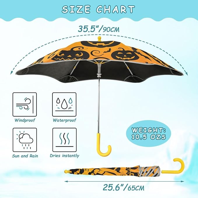 ALAZA Kids Umbrella Stick Umbrellas Cute Umbrella for Boys Girls Toddler UV/Sun Rain Windproof