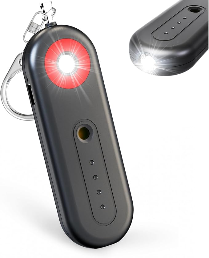 Rechargeable Personal Safety Alarm for Women - 130dB Self Defense Keychain Siren Whistle with SOS Strobe Light, Low Battery Notice - Emergency Security Safe Protection Devices, College Essentials