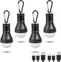 Jarxin Led Camping Lantern USB Rechargeable,Outdoor Tent Lights for Camping Hanging,Kids with Clip Hook Camping Flashlight (4 Packs Black)