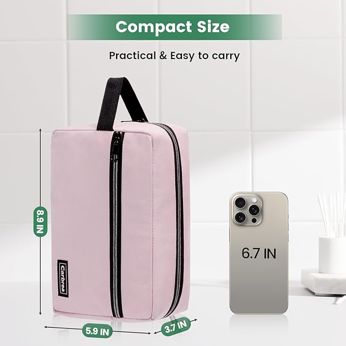 Carbrea Toiletry Bag for Women - Makeup bag Small Pouch for Toiletries, Cosmetics, Accessories, Gifts, Travel Organizer - Pink