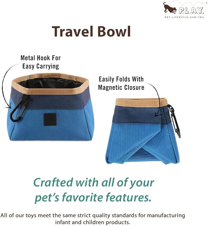 P.L.A.Y. Collapsible Dog Water & Food Bowl - Great Dogs, Travel, On-the-go, Hiking, Outdoors - Portable, Folds Flat, Waterproof, Easy Clean, 2.3L Capacity (Wildflower)