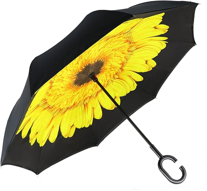 MRTLLOA 40/49/56 Inch Oversize Windproof Inverted Reverse Upside Down Umbrella, Golf Size Rain Umbrella, Double Layer, C-Shaped Handle for Men, Women and Kids