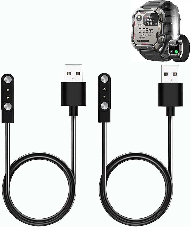 2 Pack Charging Cable for IOWODO W60 Smartwatches for Men Women,Magnetic USB Charging Cable Replacement Charger Compatible,2 Pack.