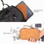 CAAORDKSO Universal Electronics Accessories Carrying Case, Electronic Cable Organizer Bag, Travel Cable Accessories Bag Pouch for Cable, USB, Cord, Charger, Phone, Power Bank, Earphone (Brown, Large)