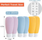 Travel Bottles for Toiletries 6 Pack, Leakproof 2 oz Tsa Approved Travel Size Containers, BPA Free Plastic Shampoo and Conditioner Bottles, Camping Travel Essentials (Multicolor - C)