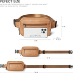 LATMAP 2L Fanny Packs Everywhere Belt Bag Small Fashion Crossbody Waist Pack Faux Leather Waterproof Sling Chest Bag For Women Tan
