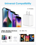 AISNI Fast Charger Block Compatible with iPhone 14 13 Fast Charging 10 Foot Fast Charging Cable,MFi-Certified, 20W PD USB C Block Charger 10 ft for iPhone 14 Plus/14/13/12/11 Pro Max (2Pack White)
