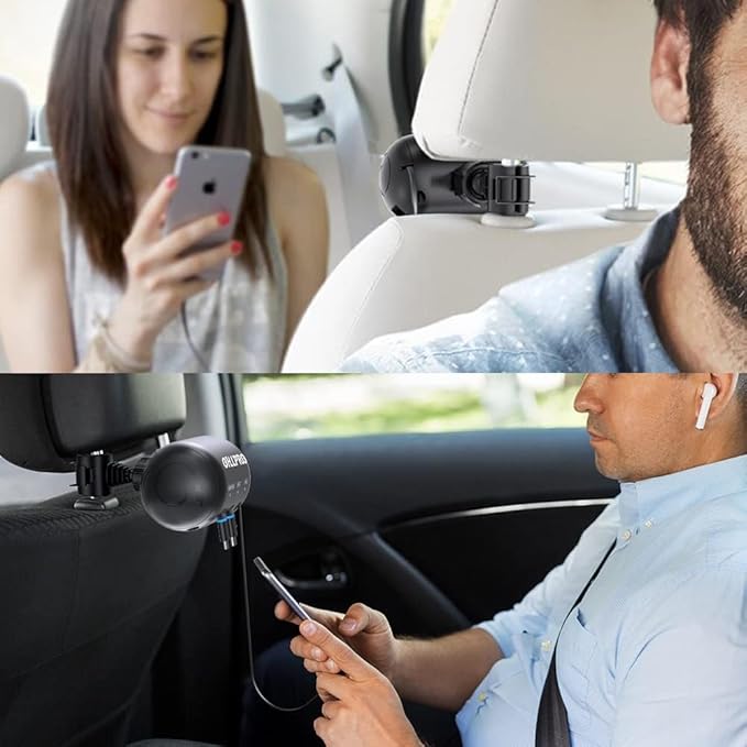 OHLPRO Multi Car Retractable Backseat 3 in 1 Car Charging Station Box Compatible with All Phones | iPhone | Samsung | Uber Taxi Lyft Turo Ride Share Customer Charging Dock Attach to Headrest